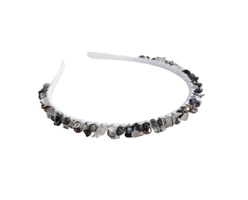 Navy Blue Quartz Beaded Hairband for Women