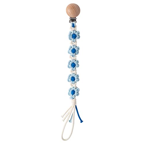 Boho Floral Daisy Pacifier Clip - Durable Wooden Leash Holder