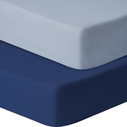 GUNTAIL Crib Sheets 2 Pack Navy Gray Microfiber