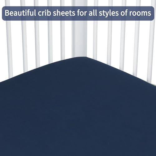 GUNTAIL Crib Sheets 2 Pack Navy Gray Microfiber
