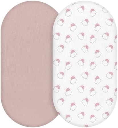 LYRICHOM Muslin Bassinet Sheets 2 Pack Pink Cloud
