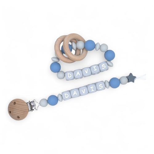 Handmade Personalized Baby Pacifier Clips Rattle Rings