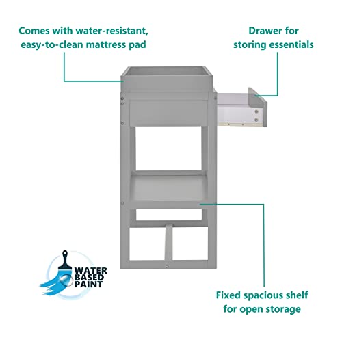 Dream On Me Arlo Changing Table in Pebble Grey