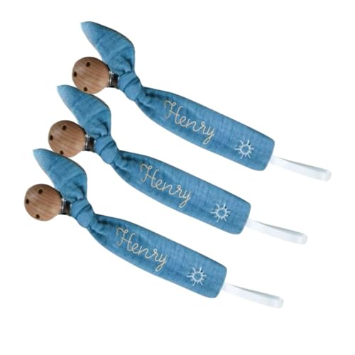 Custom Wooden Letter Pacifier Clip with Embroidery
