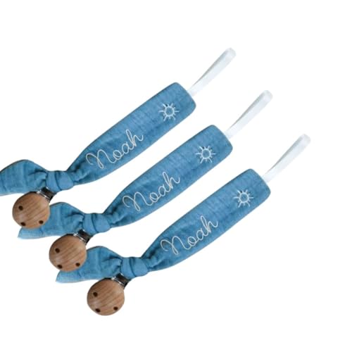 Customizable Wooden Pacifier Clip with Embroidery