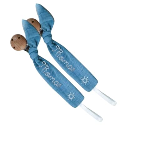 Customizable Wooden Pacifier Clip with Embroidery 1