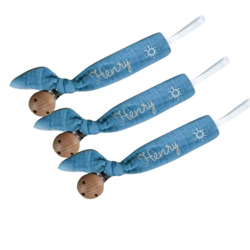 Custom Wooden Letter Pacifier Clip with Embroidery