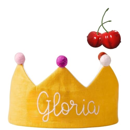 Handmade Mustard Birthday Crown with Custom Name