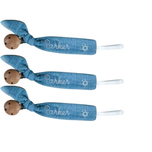 Wooden Letter Pacifier Clip with Custom Embroidery