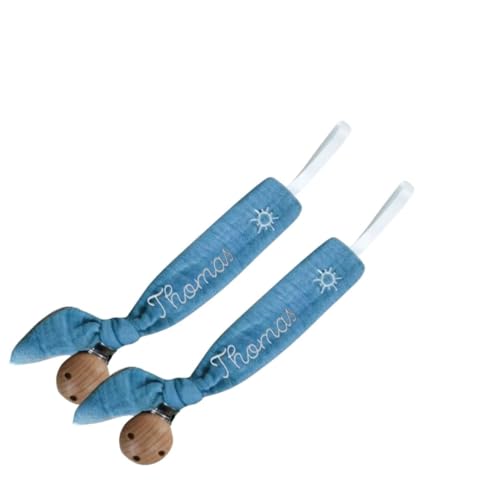 Customizable Wooden Pacifier Clip with Embroidery 1