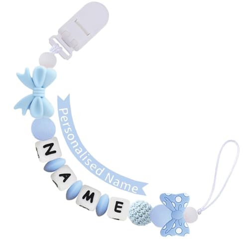 Personalized Baby Pacifier Clip with Name Blue