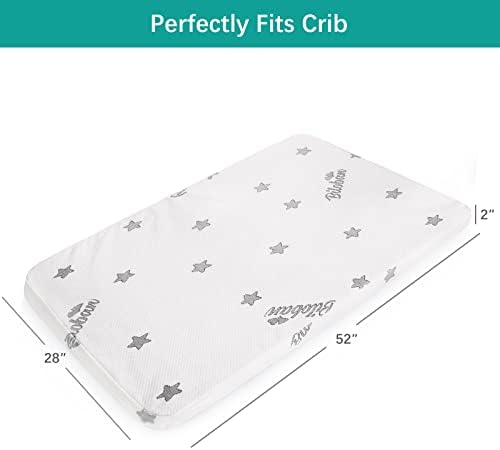 Biloban Crib Mattress Topper 2-Inch Waterproof Memory Foam 1
