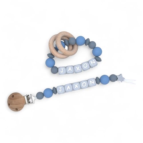 Handmade Personalized Baby Pacifier Clips Rattle Rings