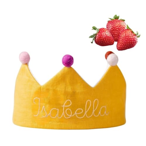 Yellow Birthday Crown with Custom Embroidered Name