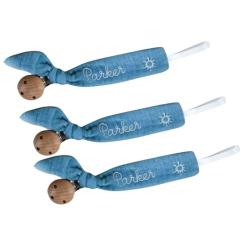Wooden Letter Pacifier Clip with Custom Embroidery