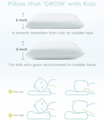 Adjustable Memory Foam Toddler Pillow for 2 Years Up