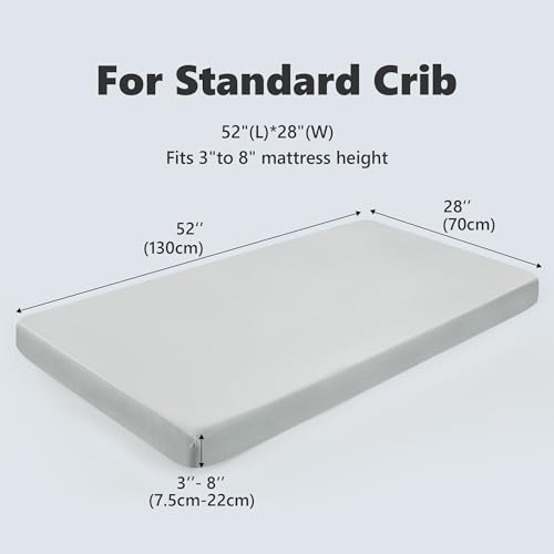 Tillyou Baby Crib Sheets 2 Pack Super Soft White Gray