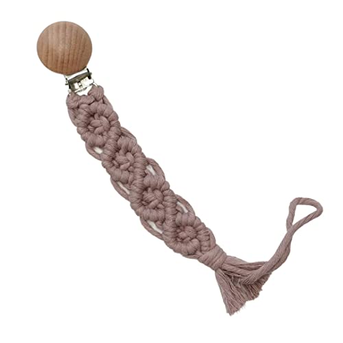 Macrame Baby Pacifier Clip - Boho Style Neutral Design Gift for Boys Girls