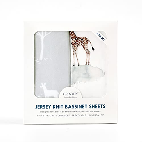 GRSSDER Stretch Fitted Bassinet Sheet Set 2 Pack