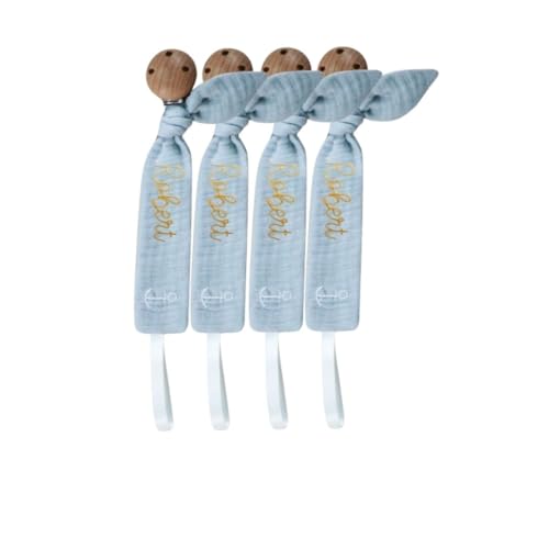 Pacifier Clip Personalized with Embroidery 6inch x 1inch Grey