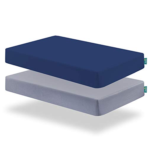 Biloban Crib Sheets Fitted 2 Pack Grey Navy 52x28