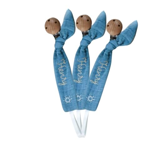 Custom Wooden Letter Pacifier Clip with Embroidery