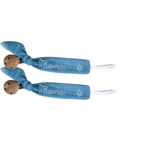 Customizable Wooden Pacifier Clip with Embroidery 1
