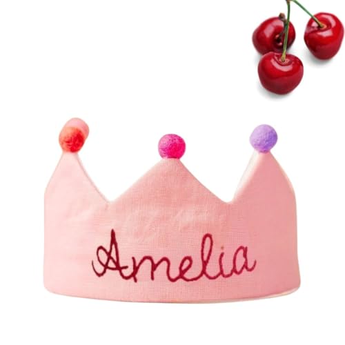 Personalized Baby Birthday Crown with Embroidered Name