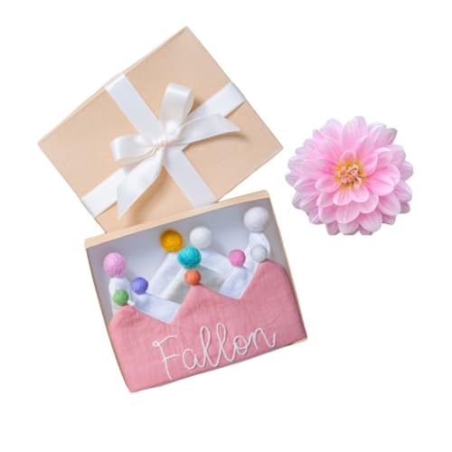 Handmade Baby Birthday Crown with Embroidered Name