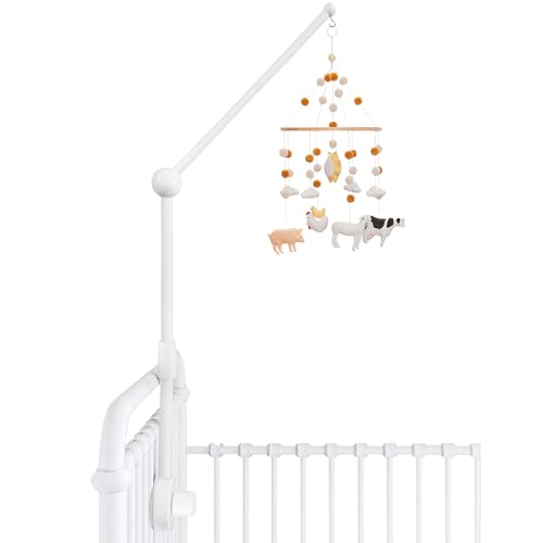 Baby Crib Mobile Arm Holder - Natural Beechwood 31 Inch White