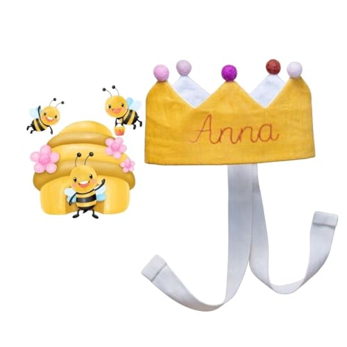 Handmade Mustard Birthday Crown with Name