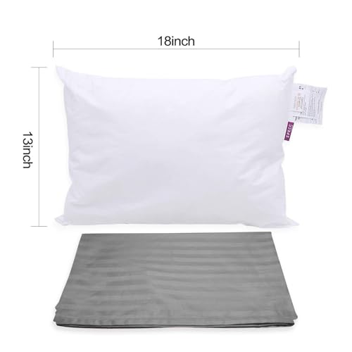 ZPECC Toddler Pillow with Grey Stripe Pillowcase