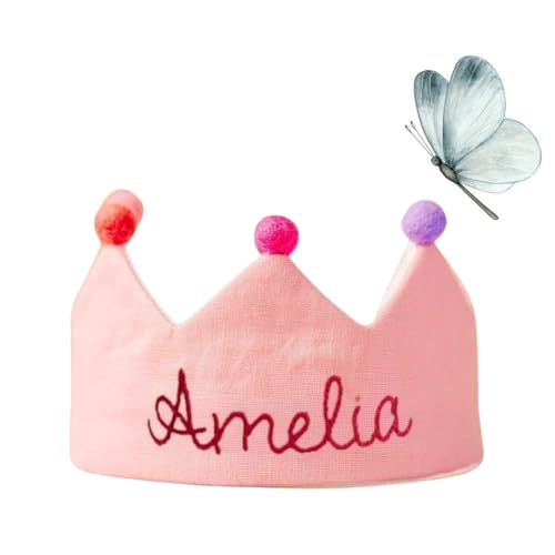 Personalized Baby Birthday Crown with Embroidered Name