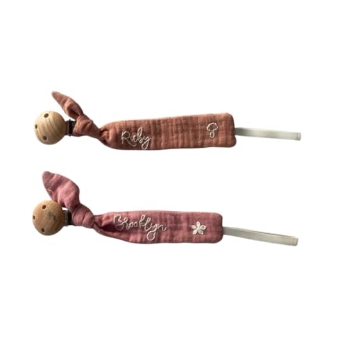Handmade Custom Pacifier Clip with Embroidery