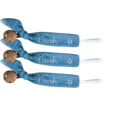 Customizable Wooden Pacifier Clip with Embroidery
