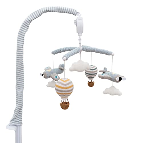 Living Textiles Baby Mobile - Sky Hot Air Balloon 12 Lullabies Calming Soother Blue
