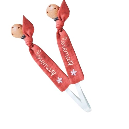Personalized Wooden Pacifier Clip with Embroidery