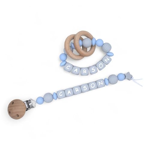 Handmade Personalized Baby Pacifier Clips Rattle Rings