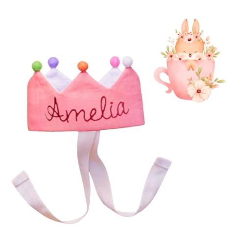 Personalized Baby Birthday Crown with Embroidered Name