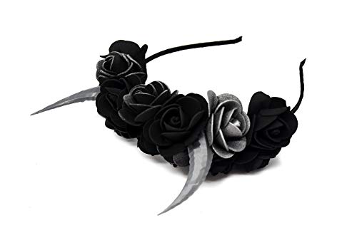 Handmade Black Silver Horns Headband for Baby