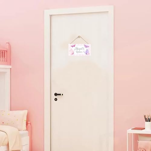 Personalized Name Purple Pink Butterfly Wall Art Sign