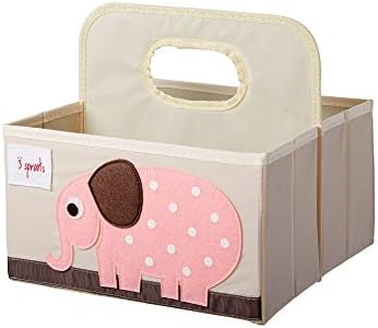 3 Sprouts Elephant Diaper Caddy - Nursery Organizer Tote Bag