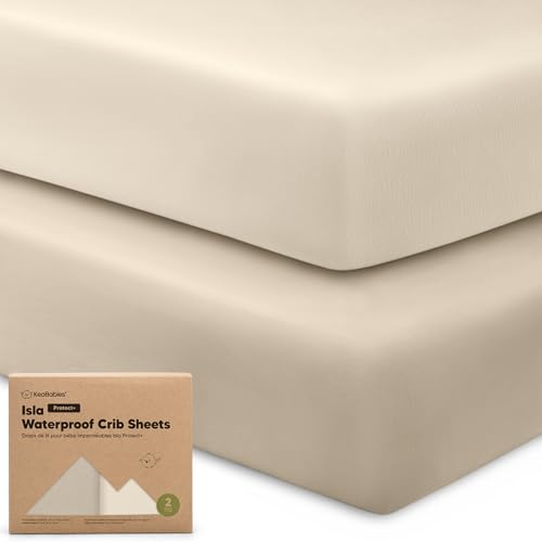 KeaBabies 2-Pack Waterproof Crib Sheets - 52x28 Neutral