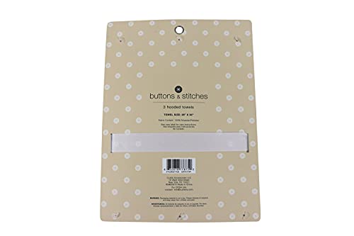 Cudlie Buttons Stitches Baby Hooded Towels 3 Pack Crisp Blossom Print
