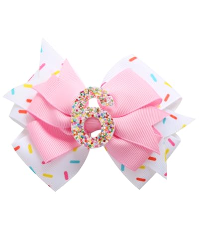 Fancheer Birthday Hair Bow for Baby Girls 1-6 Years