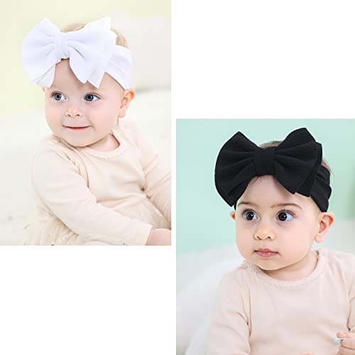 Cinaci 12 Pack Stretchy Elastic Wide Nylon Headbands for Baby Girls