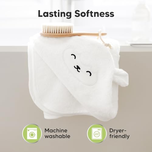 KeaBabies Hooded Baby Towel - Bamboo Viscose 35x35 Soft Absorbent