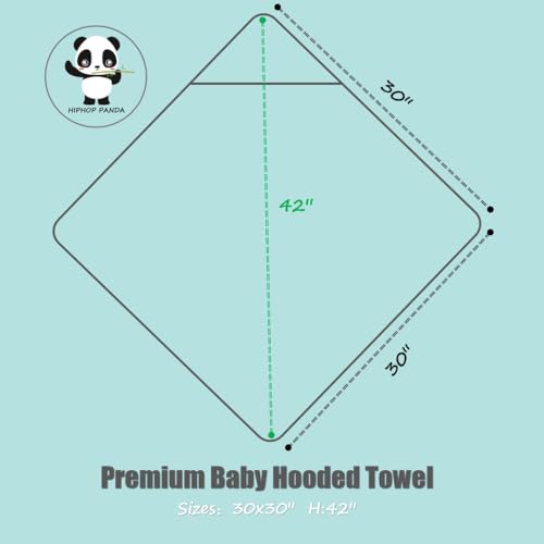 HIPHOP PANDA Hooded Towel - Bamboo Rayon 30 x 30 Inch