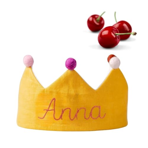 Handmade Mustard Birthday Crown with Name