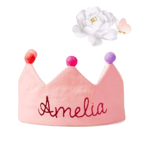 Personalized Baby Birthday Crown with Embroidered Name
